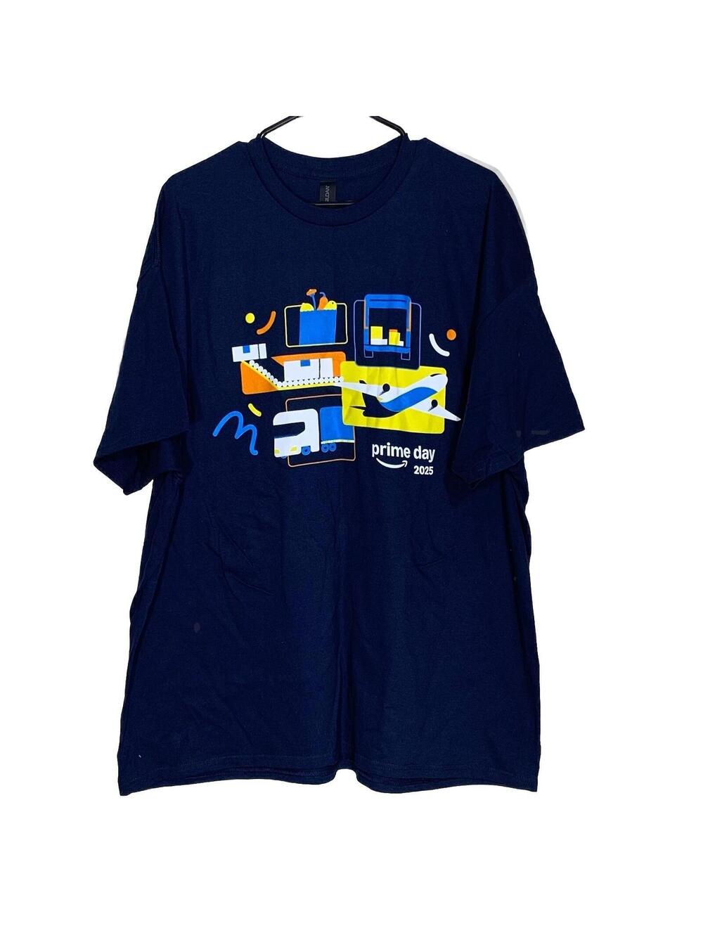 Gildan Amazon Prime Day 2025 T-Shirt Mens 2XL Navy Blue Graphic Heavy Cotton Tee - Picture 5 of 8